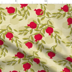 Pomegranate Fabric - Trailing Pomegranates By Retrorudolphs - Pomegranate Vintage Fruit Botanical Cotton Fabric By The Yard With Spoonflower