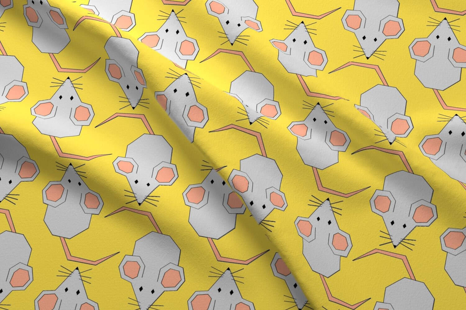 Mighty Mice Fabric Mighty Mice On Yellow By Feathersflights Etsy