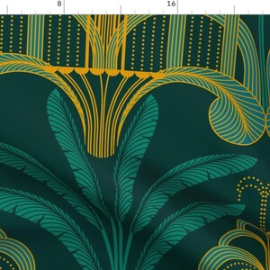 1920s Water Fountain Fabric - The Fountain by maeparadise - Maximalist Glamorous Palms Gatsby Jazz Age 20s Fabric by the Yard by Spoonflower