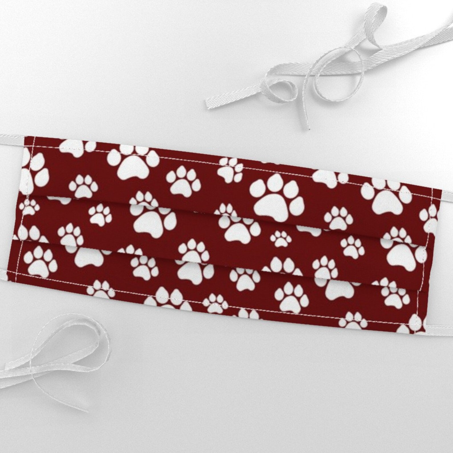 Maroon Paw Prints Fabric Doggie Paws Maroon Small by | Etsy