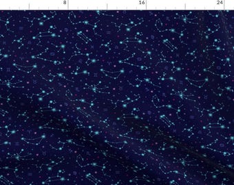 Zodiac Fabric - Zodiac Constellations By Sandityche - Zodiac Star Sign Birthday Sky Space Stars Cotton Fabric By The Yard With Spoonflower