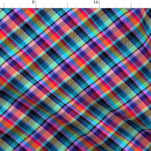 Bright Madras Fabric - Madras Plaid Tropical Night by eclectic_house - Hot Pink Plaid Aqua Tartan Gingham Fabric by the Yard by Spoonflower
