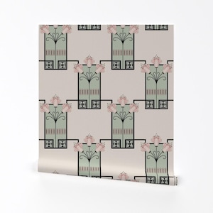 Art Deco Wallpaer - Lillian Ivory Rose Gold Art Deco Floral Von Dept 6 - Individuell bedruckte, entfernbare, selbstklebende Tapetenrolle von Spoonflower