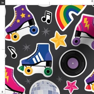 Rollerskate Fabric - Roller Boogie Cute Rainbow Pop Art By Lisa Kubenez - Rollerskate Retro Cotton Fabric By The Yard With Spoonflower image 3