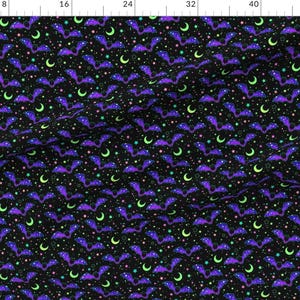 Halloween Apparel Fabric - Bats And Stars by capricornsun - Spooky Trick Or Treat Bats Moon Stars Night Sky Clothing Fabric by Spoonflower image 2