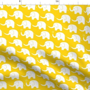 Yellow Elephant Fabric - Elephant Parade On Sunshine Yellow By Thewellingtonboot - Gender Neutral Cotton Fabric By The Yard With Spoonflower