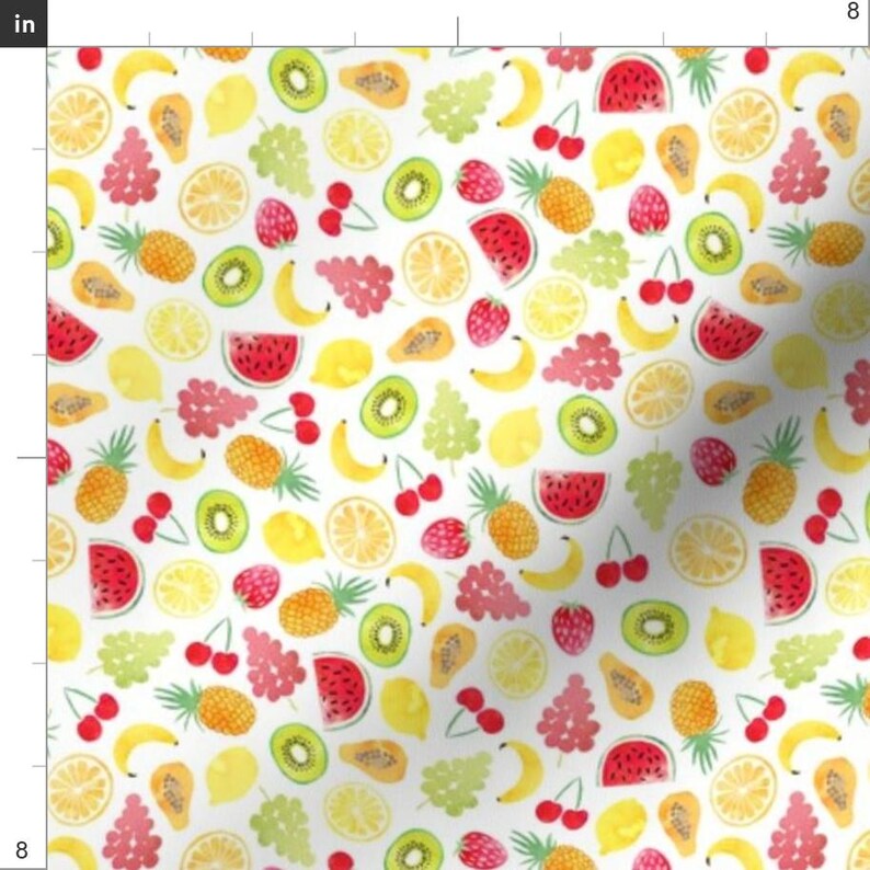 Summer Fruits Small Scale Pattern Fabric - Tutti Frutti Ditsy Summer by ...