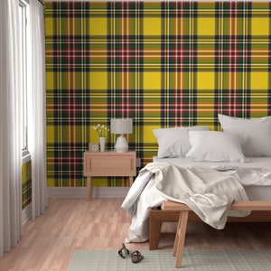 Tartan Wallpaper Royal Dress By Peacoquettedesigns Yellow Red Plaid Custom Printed Removable Self Adhesive Wallpaper Roll by Spoonflower image 5