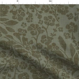 Cottage Fabric - Cottage Floral Olive by pamela_griffin_studio - Botanical Moody Vintage Bohemian Rustic Fabric by the Yard by Spoonflower image 1