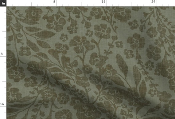 Cottage Fabric - Cottage Floral Olive by pamela_griffin_studio - Botanical Moody Vintage Bohemian Rustic Fabric by the Yard by Spoonflower