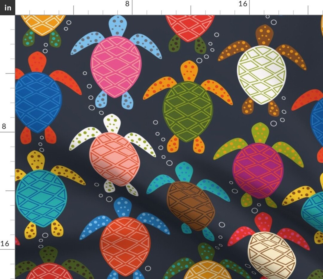 Turtle Fabric Save Our Species Sea Turtles by Katerhees Colorful