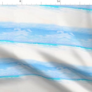 French Riviera Stripes Fabric - Cap Ferrat Beach Stripe By Lilyoake - Blue Stripe Ocean Beach Cotton Fabric By The Yard With Spoonflower