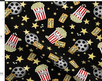 Movies Popcorn Tapes Fabric - Vip Movie Night / Theater Popcorn Lg. Toss By Franbail - Movies Cotton Fabric By The Yard With Spoonflower