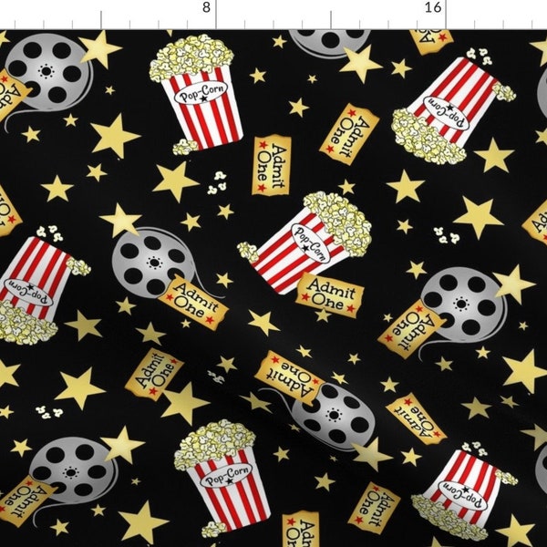 Movies Popcorn Tapes Fabric - Vip Movie Night / Theater Popcorn Lg. Toss By Franbail - Movies Cotton Fabric By The Yard With Spoonflower