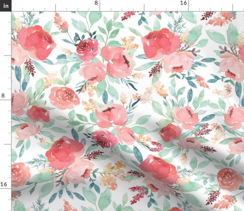 Baby Girl Nursery Floral Fabric Small Watercolor Floral on Etsy