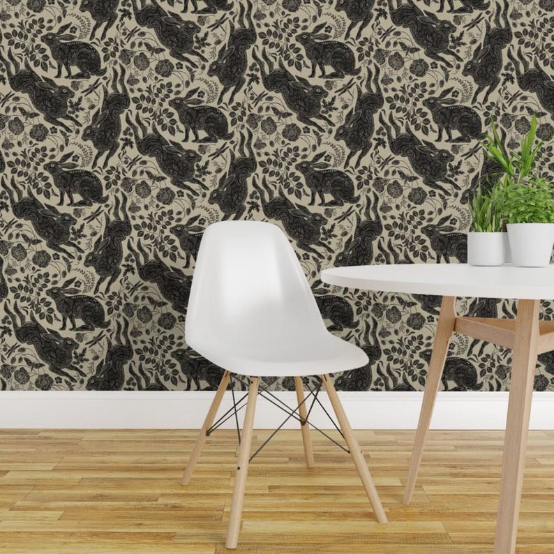 Buy Woodland Rabbit Wallpaper Rabbit on Tan Medium by Silver_steer