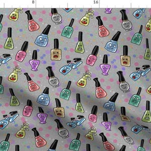 Nail Polish Fabric - Pretty Polish By Amber Morgan- Nail Polish Girls Beauty Fashion Kawaii Funny Cotton Fabric By The Yard With Spoonflower