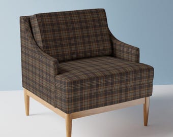 Brązowa tkanina obiciowa w kratę – Rich Harvest Plaid od shellyreneedesigns – Rustykalna kratka Dark Academia Tkanina cięta na wymiar z Spoonflower