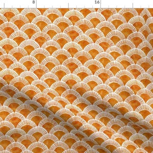 Sun Fabric - Boho Sunrise - Smaller Scale By Ksenia-Ya - Sun Fans Boho Sunrise Sunset Rust Orange Cotton Fabric By The Yard With Spoonflower