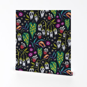 Halloween Fantasy Removable Peel and Stick Wallpaper - Spooky Creepy Spooky Ghosts - Wall Art Wall Decor - The Odd Garden by jacquelinehurd