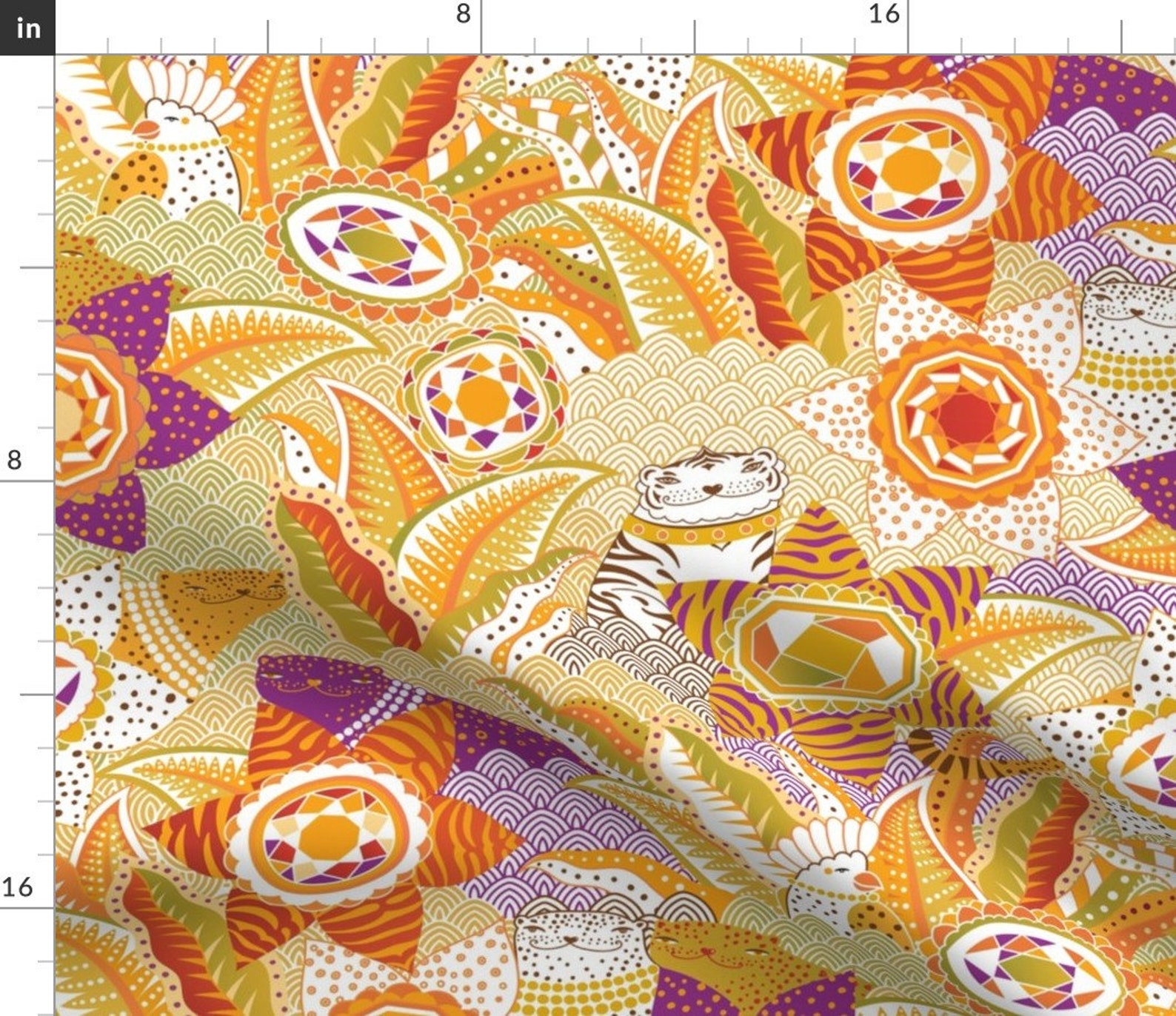 Jewel Floral Fabric Jewels Garden warm Jewel Tones by Etsy