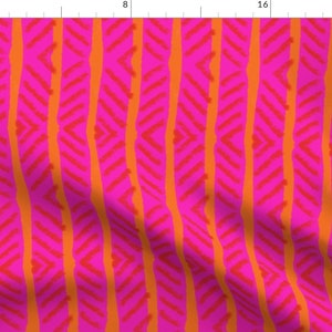 Bright Stripe Fabric - Wiggle Stripe by zab_butler - Summer Tropical Hot Pink Orange Bold Vibrant Fabric by the Yard by Spoonflower