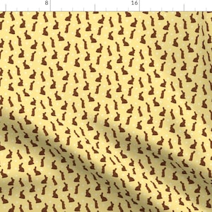 Chocolate Rabbit Fabric - Cocoa Bunnies Small- Yellow By Jenimp- Rabbit Easter Bunny Yellow Brown Cotton Fabric By The Yard With Spoonflower