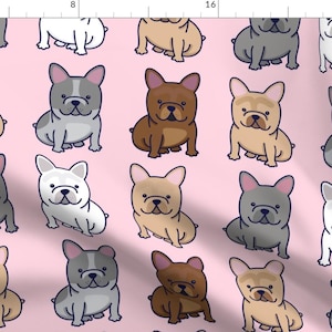 Frenchie Dog Fabric - Frenchie Pattern Dog French Bulldog By Wxstudio - Puppy Pet Animal Decor Cotton Fabric By The Yard With Spoonflower