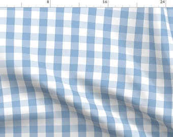 Pastel Blue Gingham Fabric - Airy Blue Check by paper_and_frill - Country Gingham Light Blue Check Cowboy Fabric by the Yard by Spoonflower