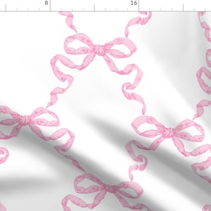 Rococo Ribbon Fabric - Large Ribbon Trellis by danika_herrick - Pink On White Traditional Classic Feminine Fabric by the Yard by Spoonflower