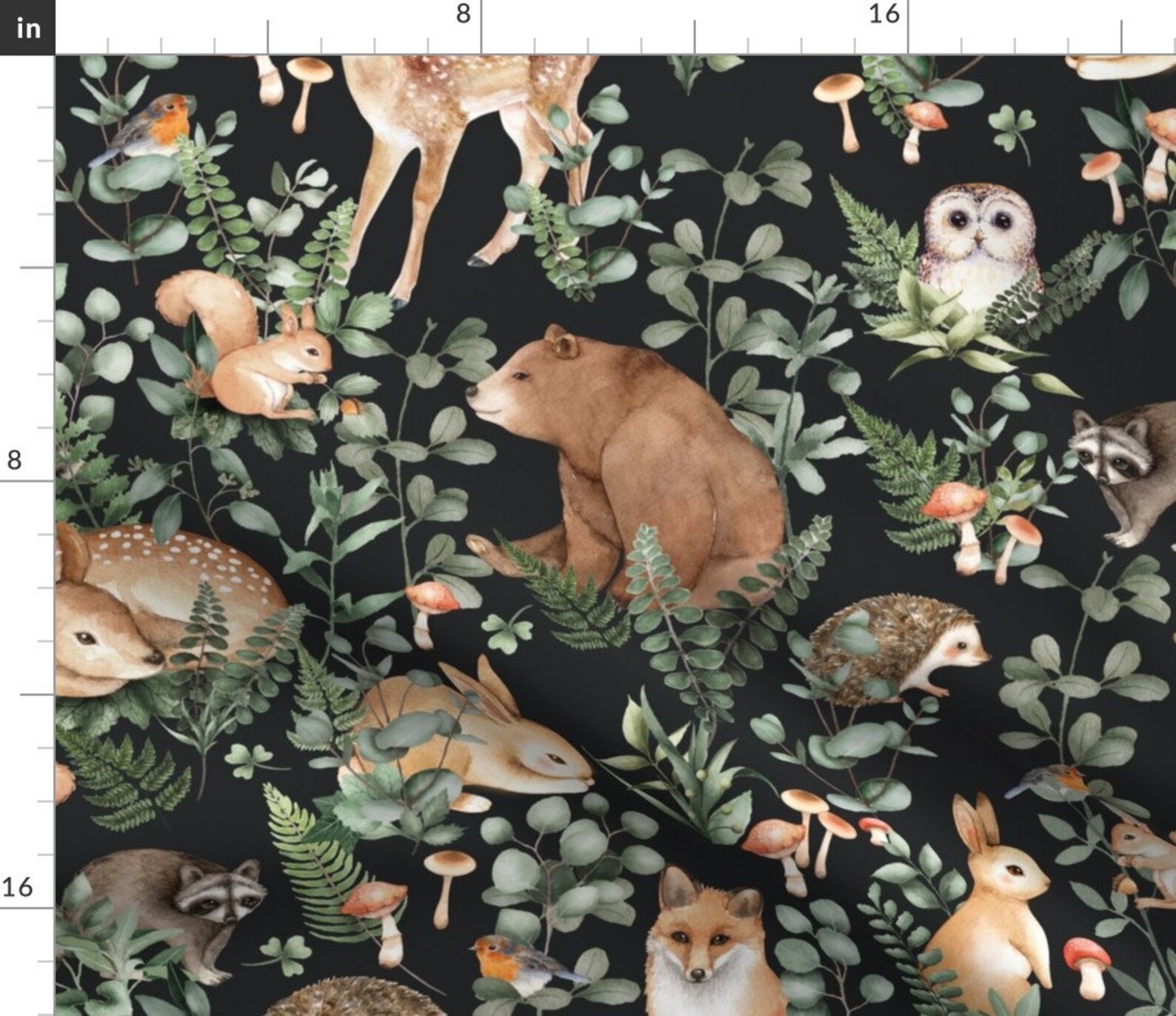 Woodland Watercolor Animals Fabric Woodland Storybook by Etsy