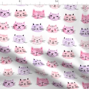 Watercolor Cat Fabric - Cat Lady Watercolor By Ellolovey - Purple Watercolor Cats Nursery Decor Cotton Fabric By The Yard With Spoonflower