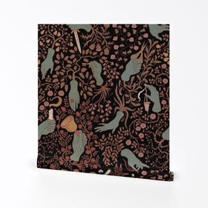 Papel de Parede com Estampa de Mãos - Suas Mãos Estão Frias, da Tanaudel - Estilo Romântico Floral Vitoriano Gótico, Removível e Autoadesivo, em Rolo, da Spoonflower imagem 2