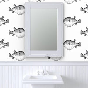Buffer Fish Peel and Stick Wallpaper - Blowfish Puffer Fish Blowfish Coastal Chic - Removable Wall Decor Art - Pufferfish by eti_enne image 8