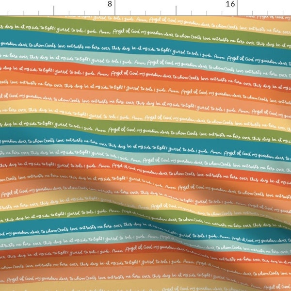 Angel Of God Fabric - Angel Of God Prayer Rainbow Stripes By The Little Rose Shop - Prayer Stripe Cotton Fabric by the Yard with Spoonflower