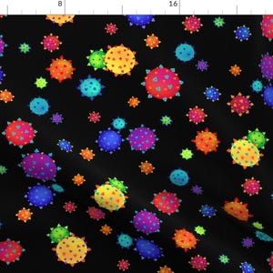 Covid Fabric - Technicolor Covid By Judy-Coates-Perez - Covid Germs Bacteria Virus Science Doctor Cotton Fabric By The Yard With Spoonflower