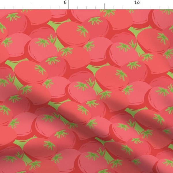 Red Tomato Fabric - Juicy Red Tomatoes By Storylinecaroline - Red Ripe Tomatoes Garden Grow Crops Cotton Fabric By The Yard With Spoonflower