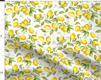 Little Lemons Fabric - Small Lemon Blossoms By Laurapol - Yellow Green Citrus Flowers Mask Scale Cotton Fabric By The Yard With Spoonflower