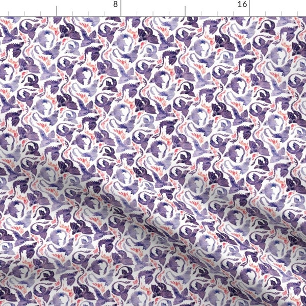 Small Scale Purple Watercolor Fabric - Dragon Fire Purple Super Small By Adenaj - Small Scale Cotton Fabric By The Yard With Spoonflower