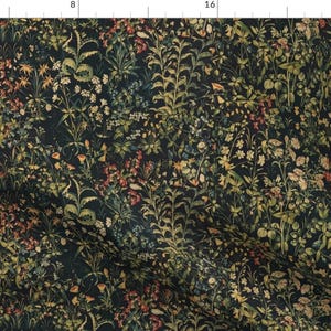Floral Fabric - The Unicorn Floral Tapestry  by peacoquettedesigns - Medieval Antique Spring Garden Castle Fabric by the Yard by Spoonflower
