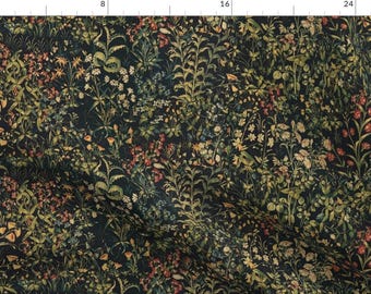Floral Fabric - The Unicorn Floral Tapestry  by peacoquettedesigns - Medieval Antique Spring Garden Castle Fabric by the Yard by Spoonflower