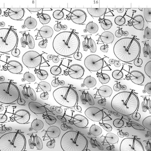 Bicycle Fabric - Antique Bikes Bicycles By Cloudycapevintage - Bicycles Black White Vintage Kids Cotton Fabric By The Yard With Spoonflower