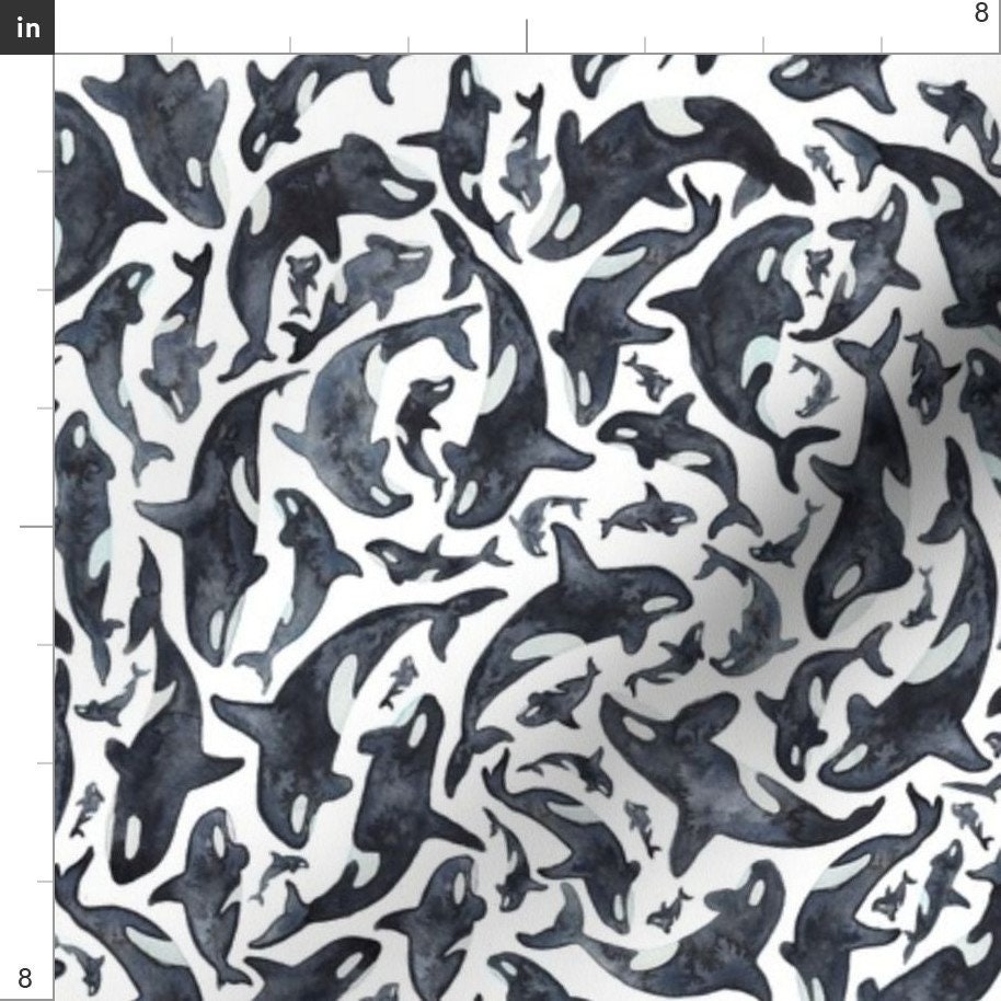 Orca Fabric Orca Killer Whale Pattern by Elena O'neill | Etsy