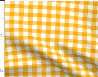 Yellow Checker Pattern Fabric - Orange Gingham - Juicy Texture 2018 By Rupydetequila - Orange Cotton Fabric By The Yard With Spoonflower