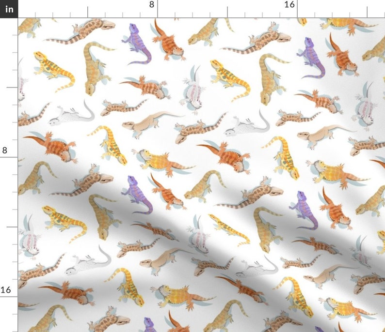 Reptile Fabric Bearded Dragon Scatter on White by Etsy UK