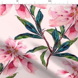 Peony Fabric - Pink Peonies By Gabbymalpas - Peony Blush Pink Floral Large Print Flower Cotton Fabric By The Yard With Spoonflower