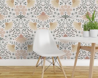 Selbstklebende Cottagecore-Tapete – Verspieltes florales Boho-Gartenmotiv mit Gänseblümchen – Abnehmbare Wanddekoration – Wilder Gänseblümchengarten von garabateo