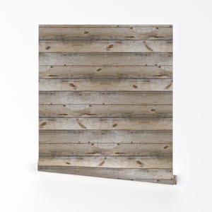 Shiplap Wallpaper - Reclaimed Plank By Willowlanetextiles- Rustic Decor Custom Printed Removable Self Adhesive Wallpaper Roll by Spoonflower