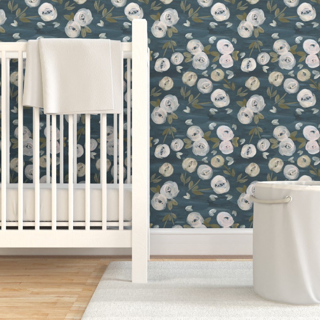 Floral Wallpaper Moody Modern Floral by Smallhoursshop | Etsy