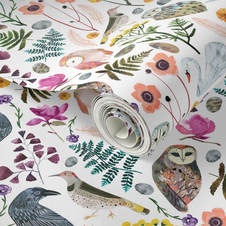 Birds Wallpaper - Lucid Dreams Miss Mystic - Large By Zoe Ingram - Bird Custom Printed Removable Self Adhesive Wallpaper Roll by Spoonflower image 3